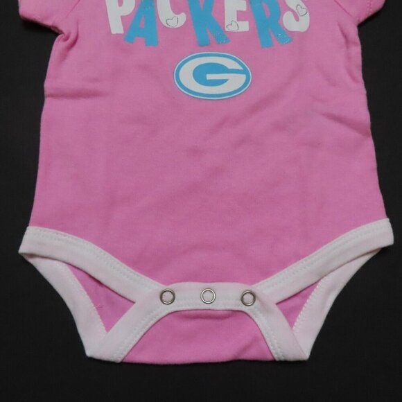 NFL Green Bay Packers Baby Girl 0-3 Months Pink Short Sleeve One Piece Bodysuit - Picture 3 of 8